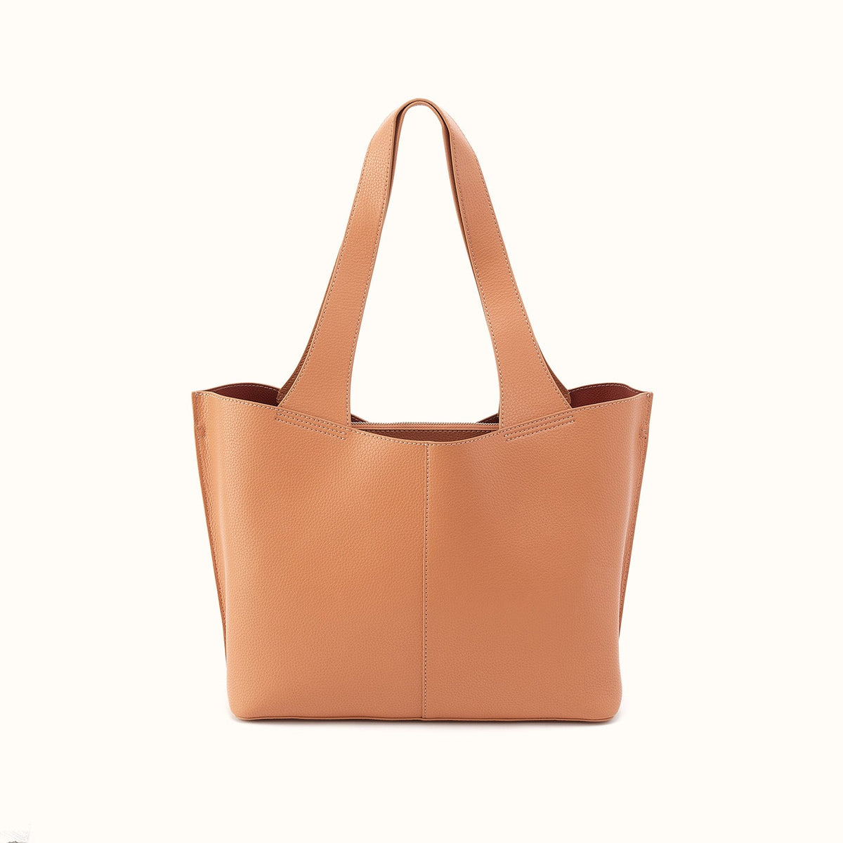 Vida Tote In Micro Pebbled Leather - Biscuit