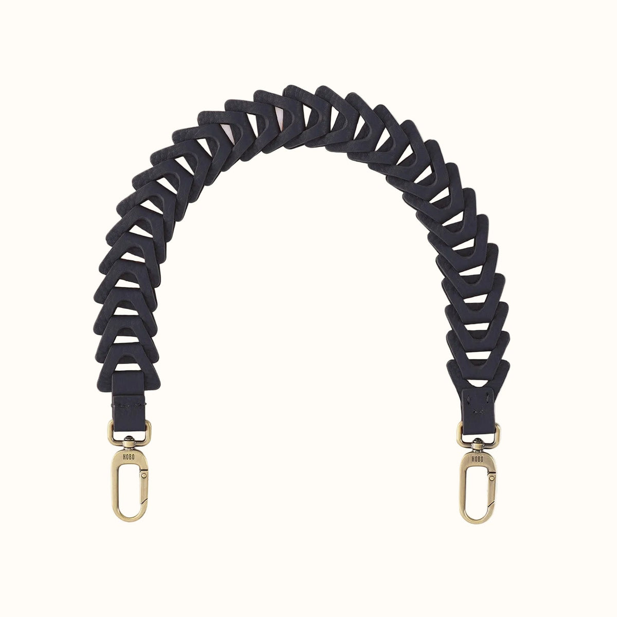 Petty Leather Link Strap In Pebbled Leather - Black