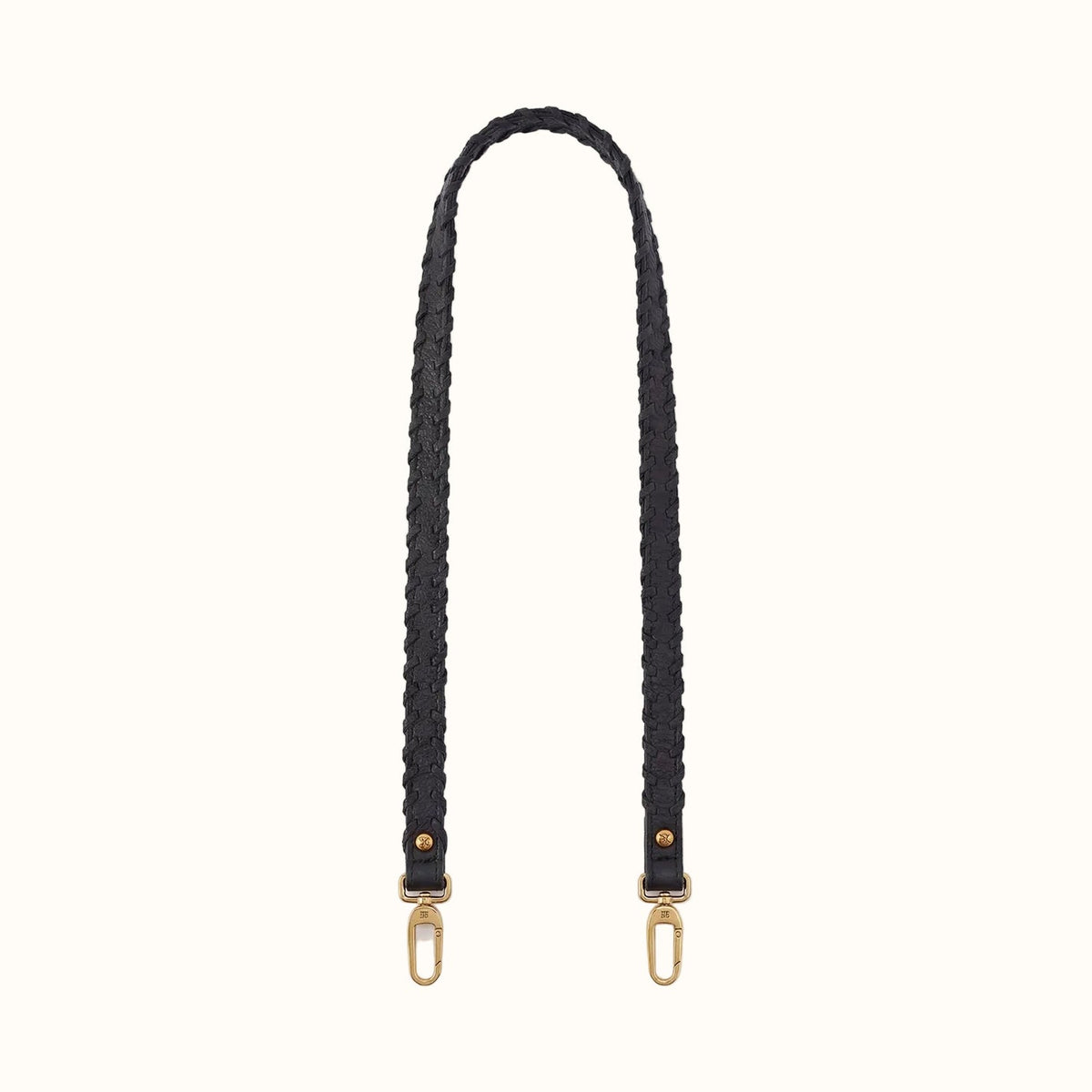 Thin Braided Strap In Pebbled Leather - Black