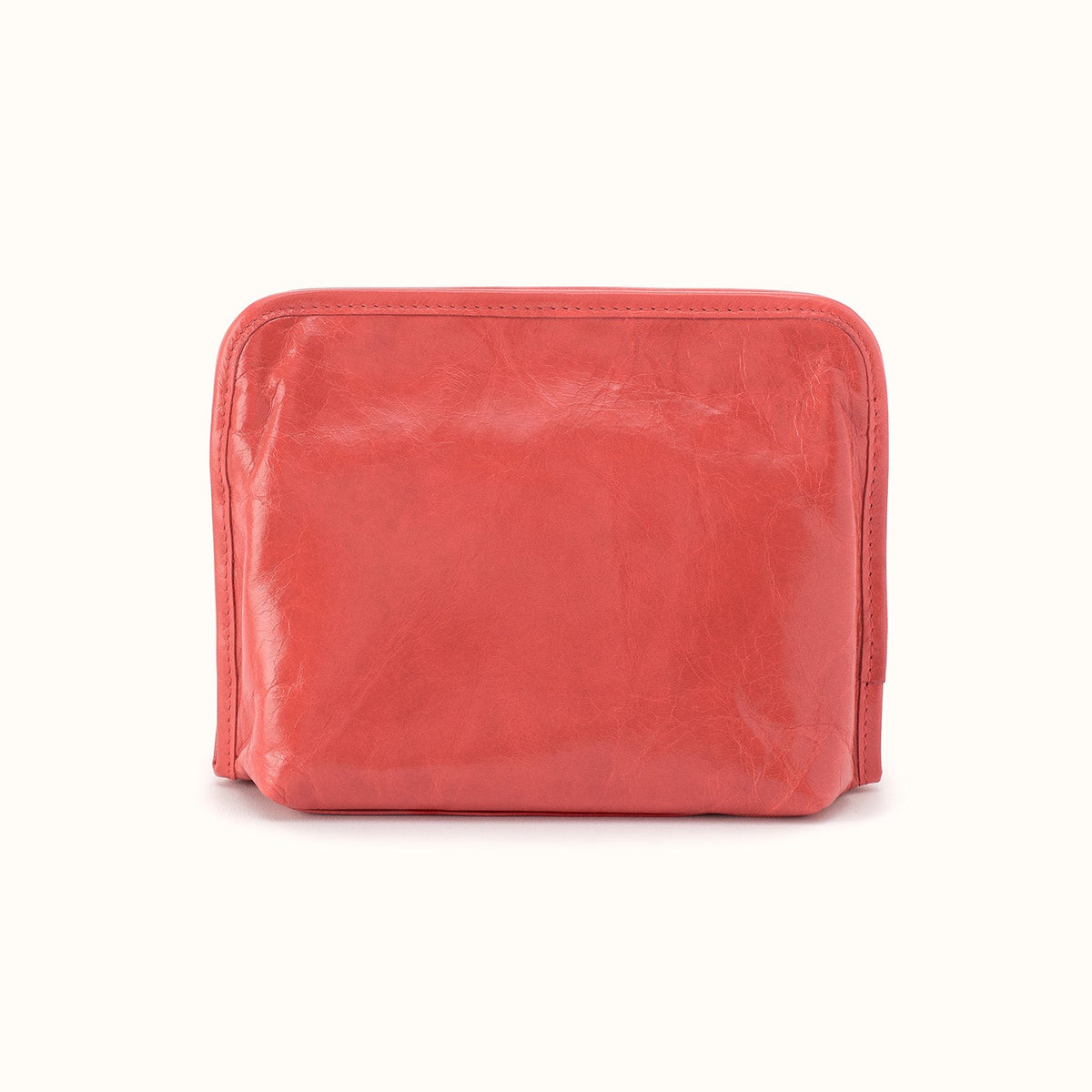 Beauty Cosmetic Pouch in Polished Leather - Pink Mirage