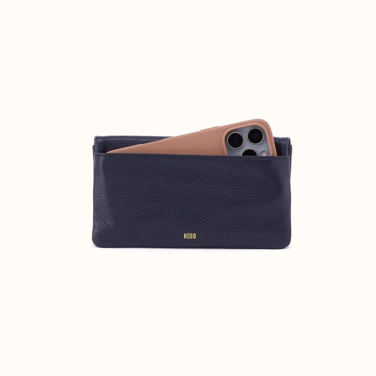 Lumen Continental Wallet In Pebbled Leather - Ink Navy