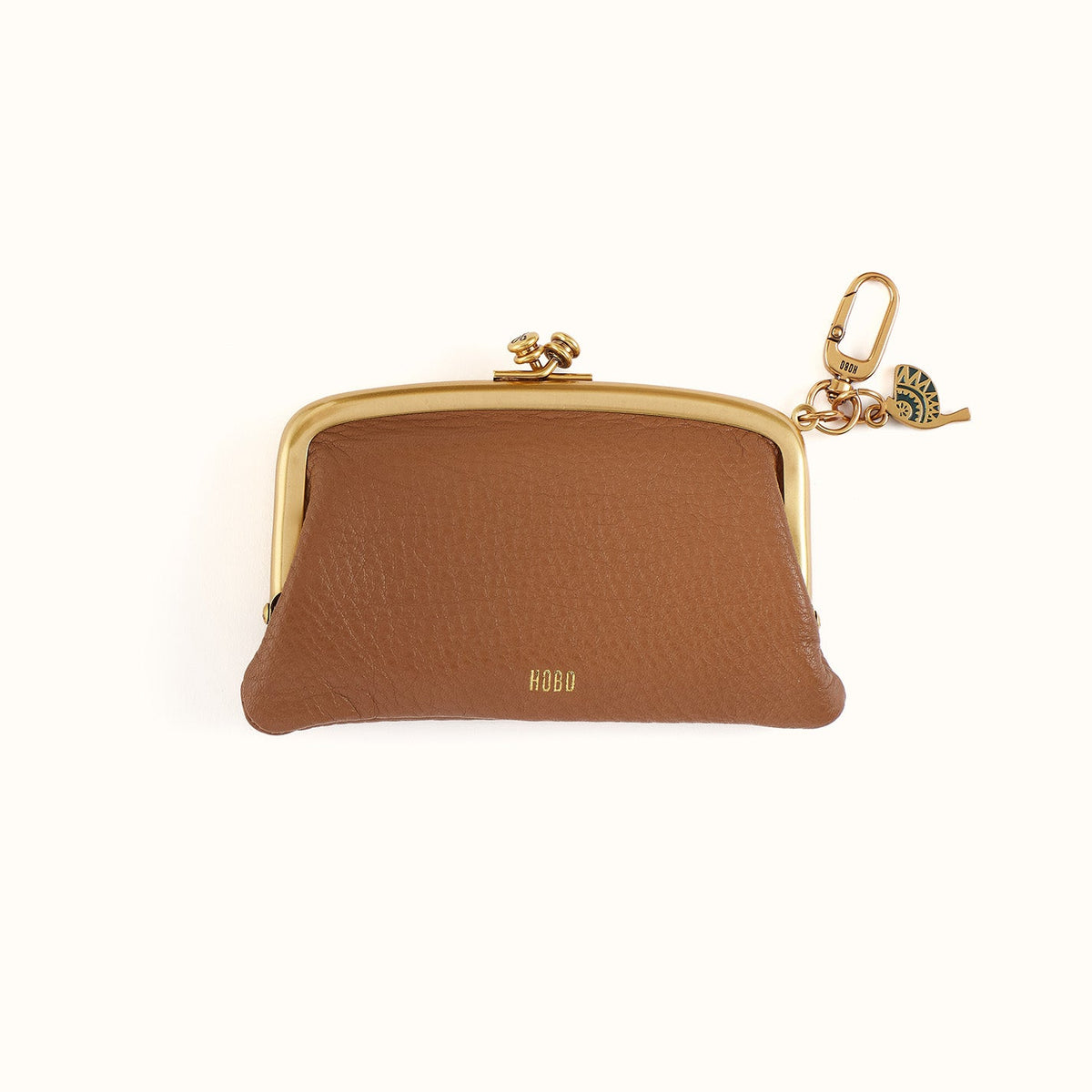 Cheer Frame Pouch In Pebbled Leather - Timber Brown
