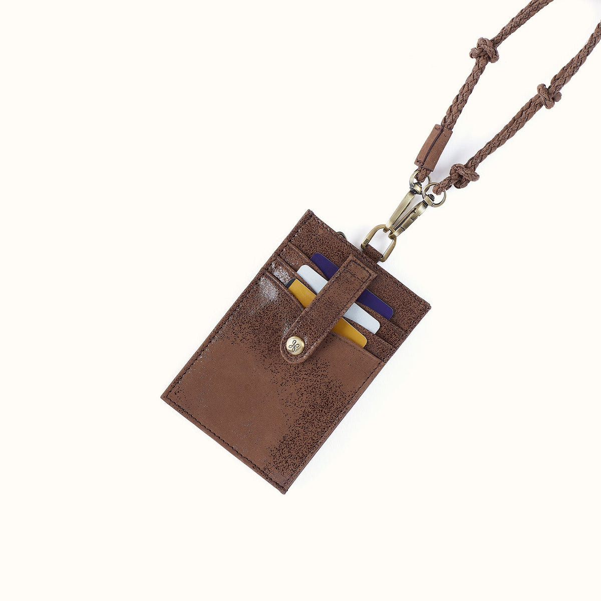 Around Town Lanyard In Buffed Leather - Mocha