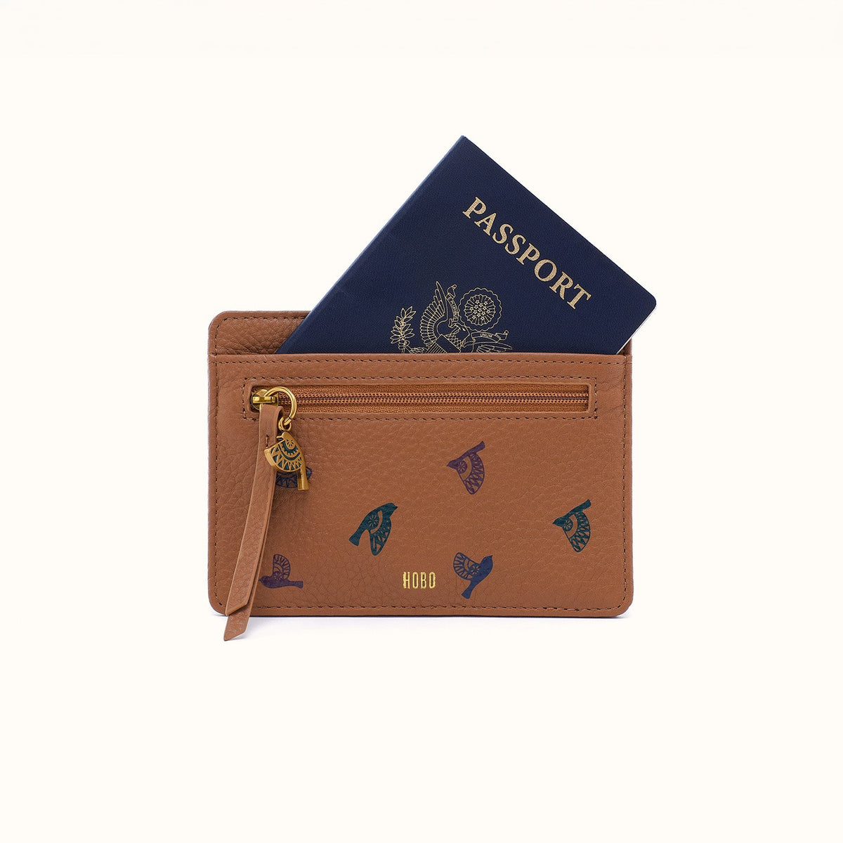 Euro Slide Card Case In Pebbled Leather - Timber Brown
