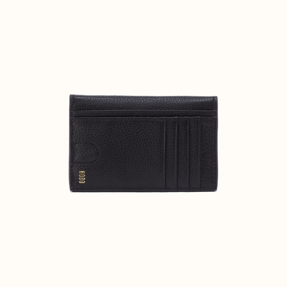Goldie Card Case In Pebbled Leather - Black