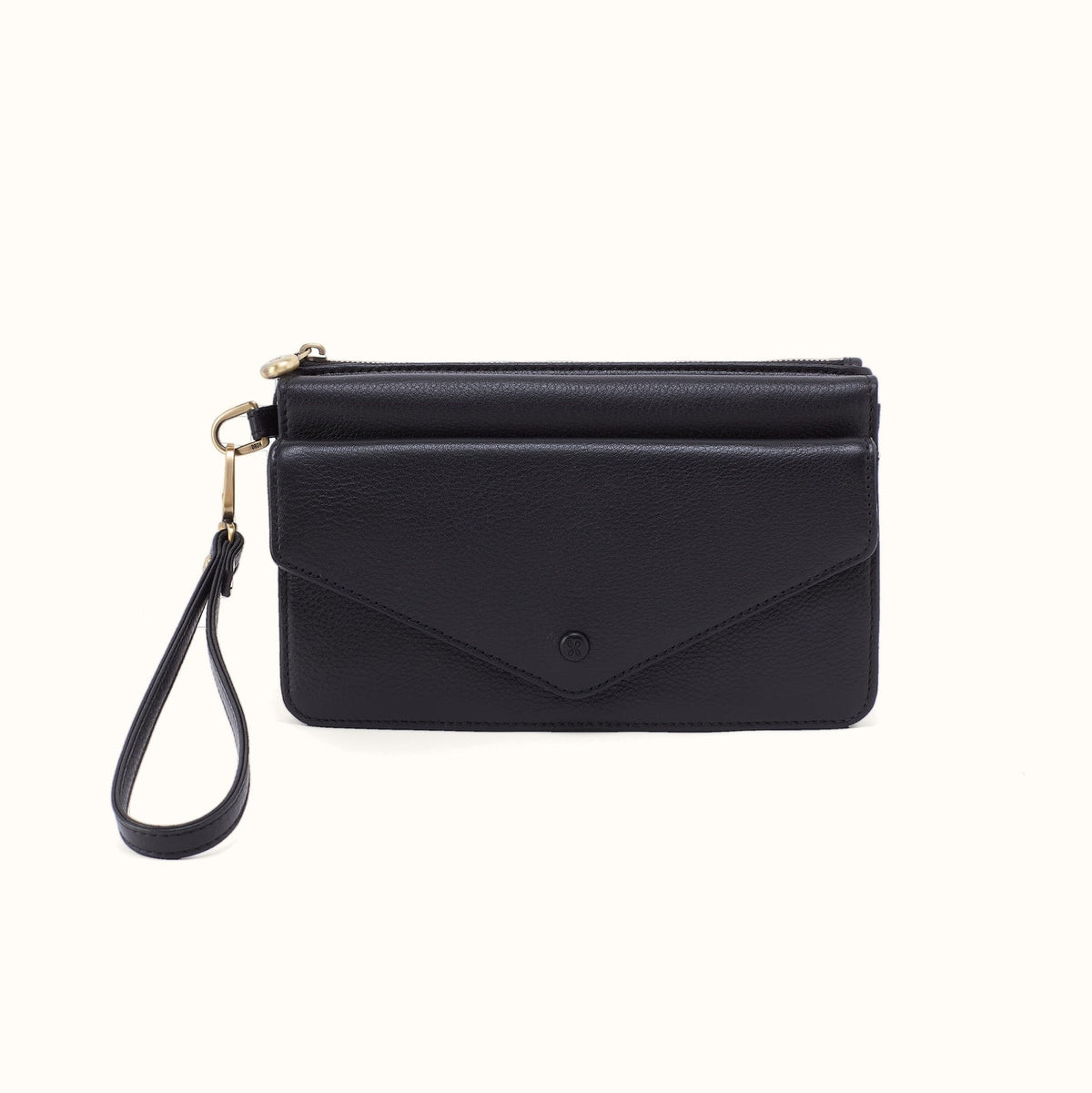 Goldie Wristlet In Pebbled Leather - Black