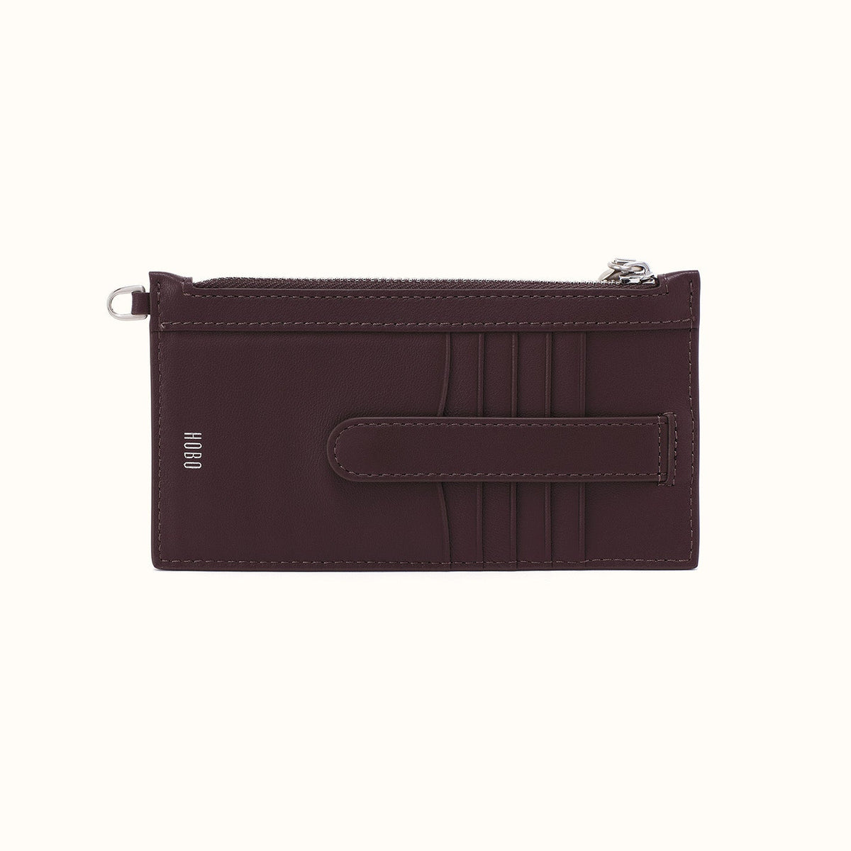 Carte Card Travel Case In Suede Leather - Dark Cherry