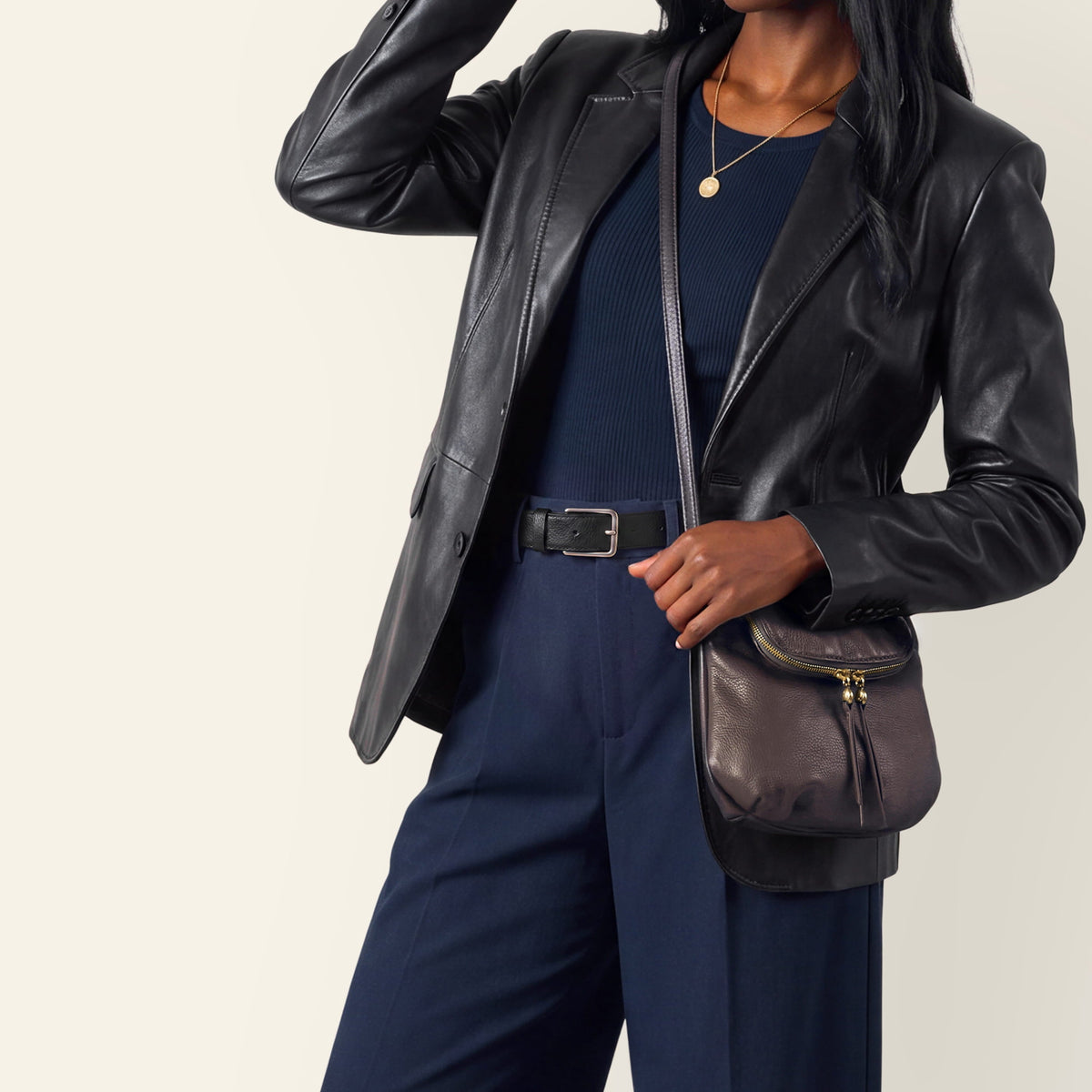 Fern Zip-Flap Crossbody In Pebbled Leather - Hearthstone