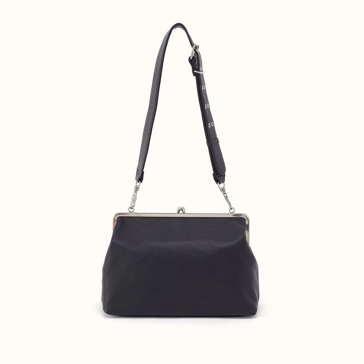 Alba Large With Single Strap in Pebbled Leather - Black