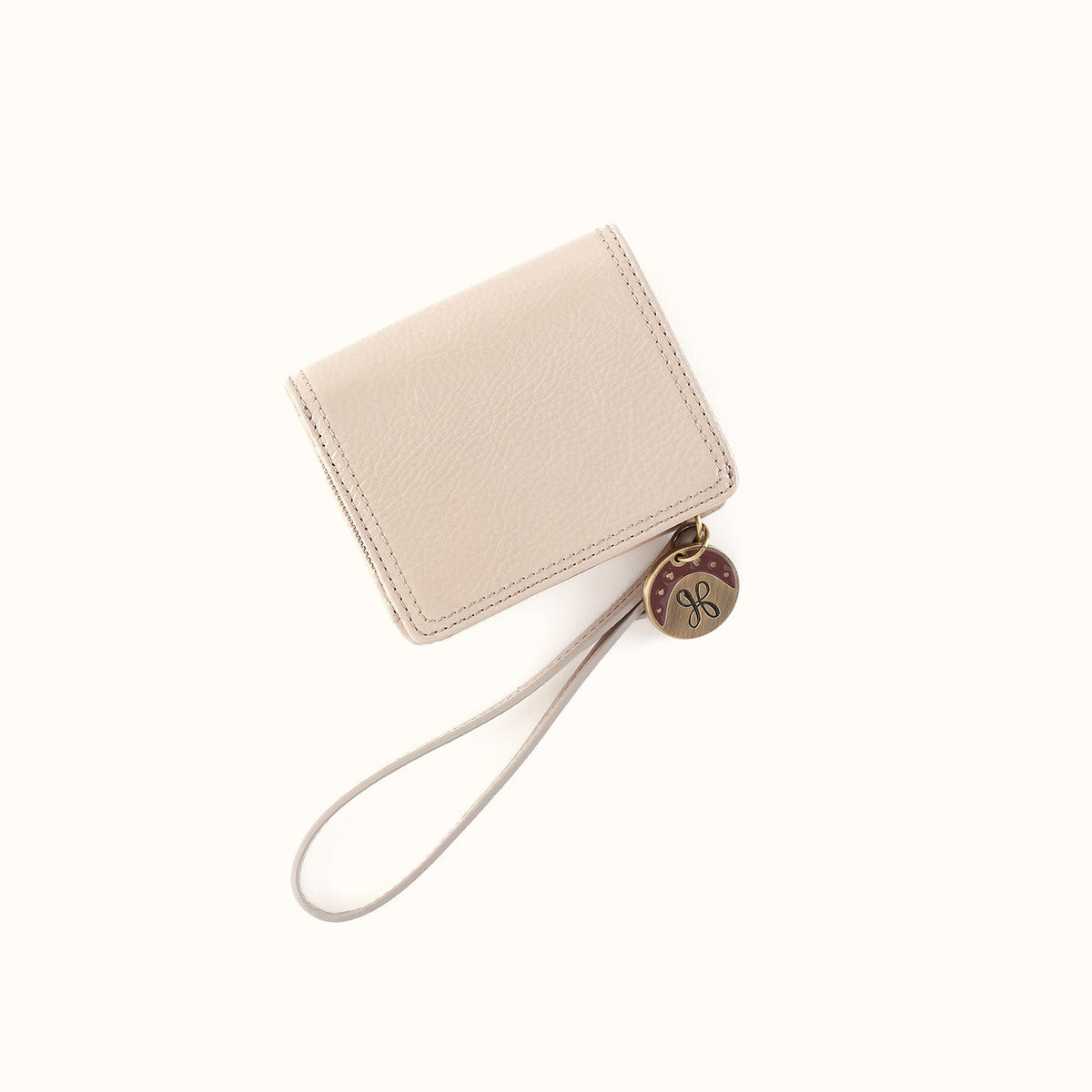 Coin Wristlet Wallet In Gloss Leather - Stone Gloss