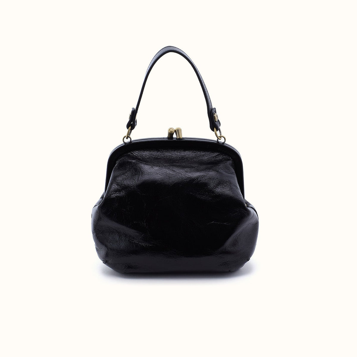 Alba Frame Crossbody In Polished Leather - Black