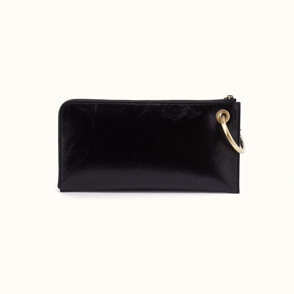 Jett Wristlet In Polished Leather - Black