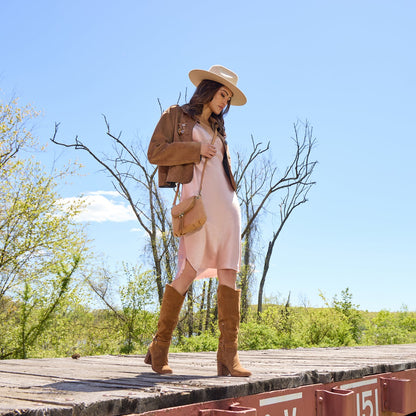 Fern Zip-Flap Crossbody In Buffed Leather - Whiskey