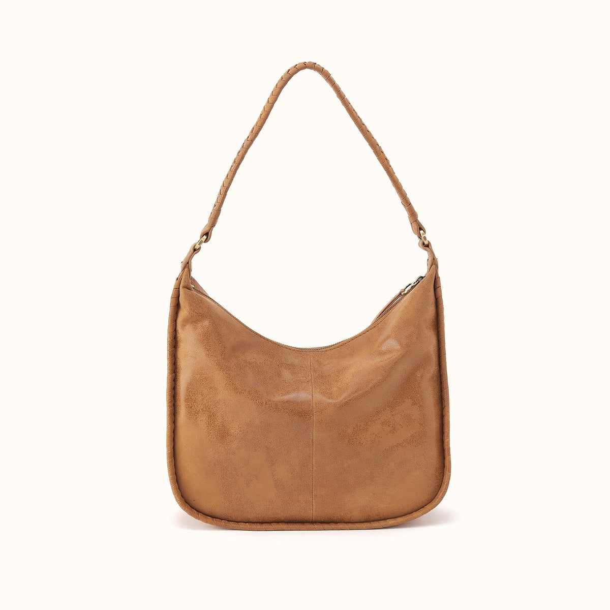 Mia Crescent Large Hobo In Buffed Leather - Whiskey