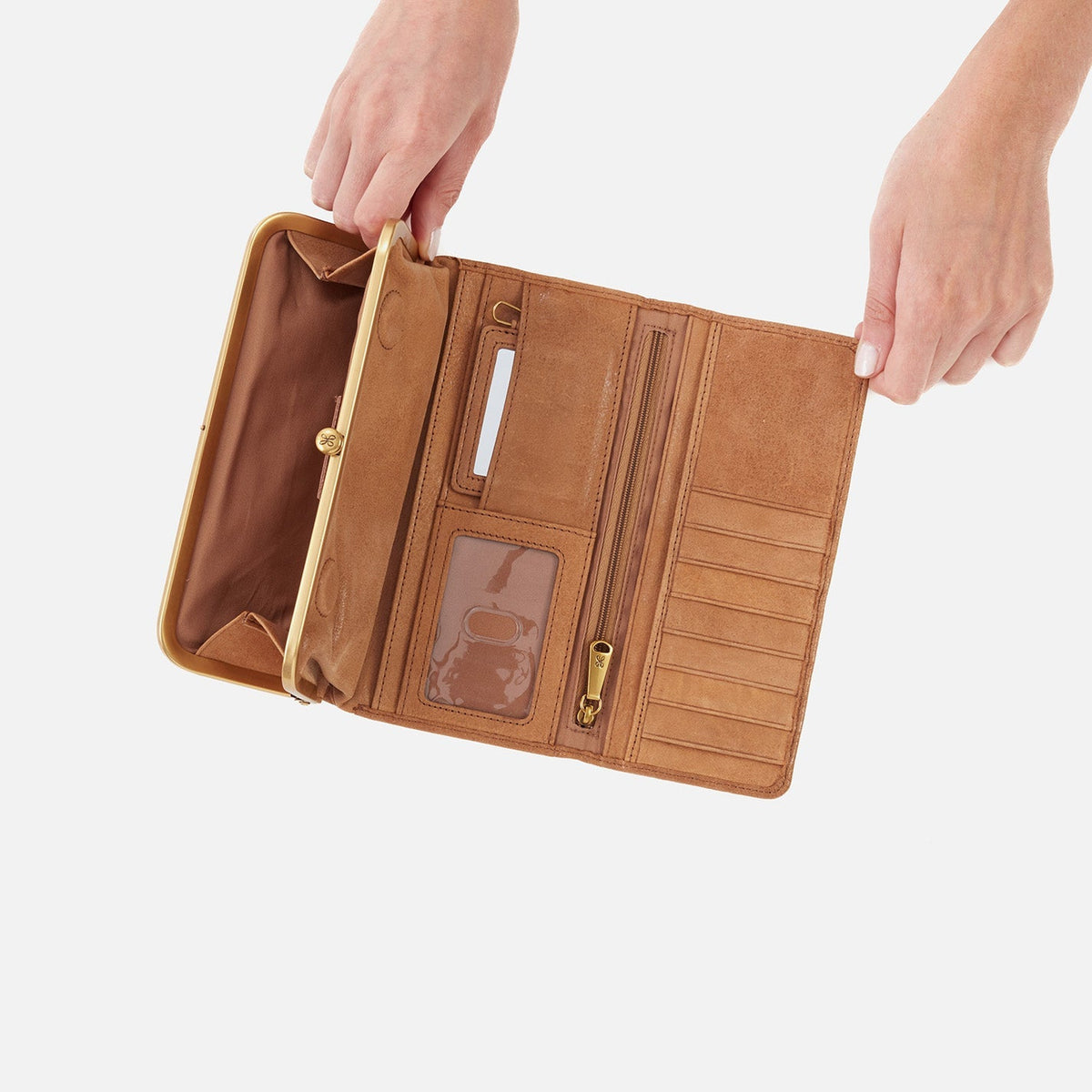 Rachel Continental Wallet in Buffed Leather - Whiskey