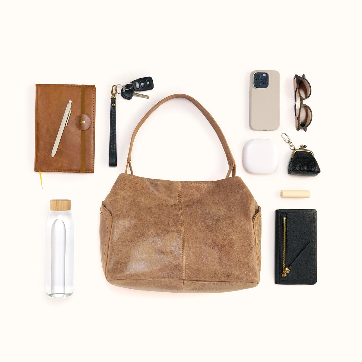 Seneca Shoulder Bag In Buffed Leather - Whiskey