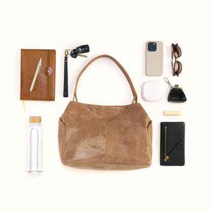 Seneca Shoulder Bag In Buffed Leather - Whiskey