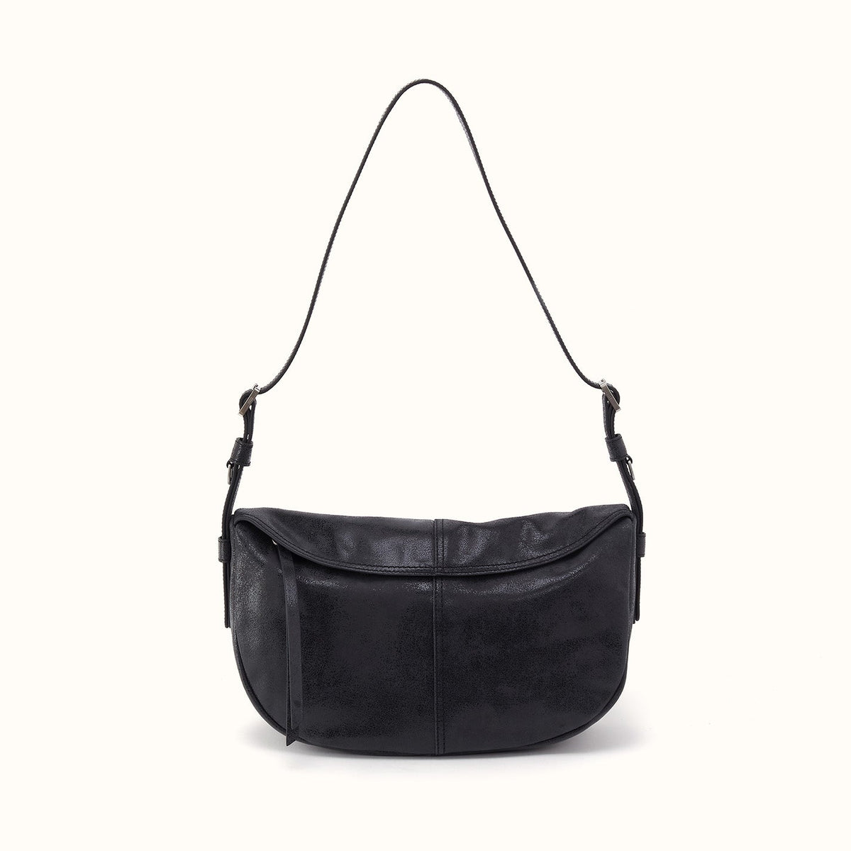 Contour Shoulder Crossbody In Buffed Leather - Black