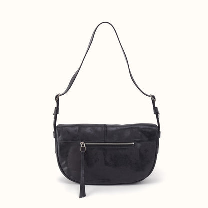 Contour Shoulder Crossbody In Buffed Leather - Black