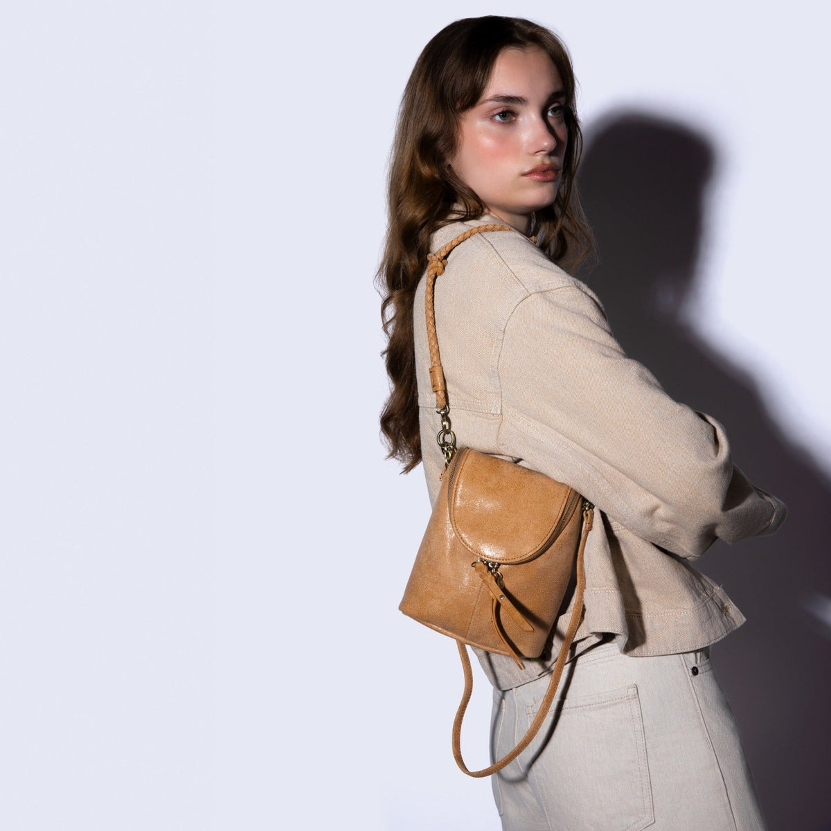 Fern Duo Crossbody In Buffed Leather - Whiskey