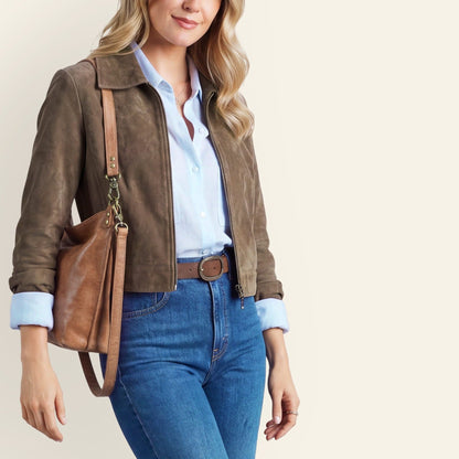 Pier Shoulder Bag In Buffed Leather - Whiskey