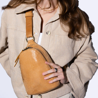 Fern Sling In Buffed Leather - Whiskey