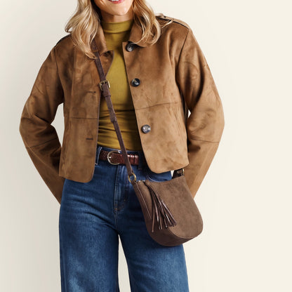 Lexi Crossbody In Buffed Leather - Mocha