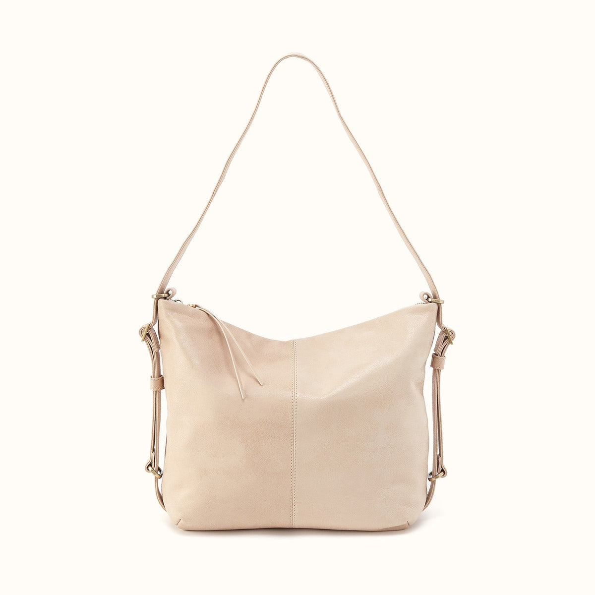 Emily Convertible Backpack In Buffed Leather - Frosted Pearl