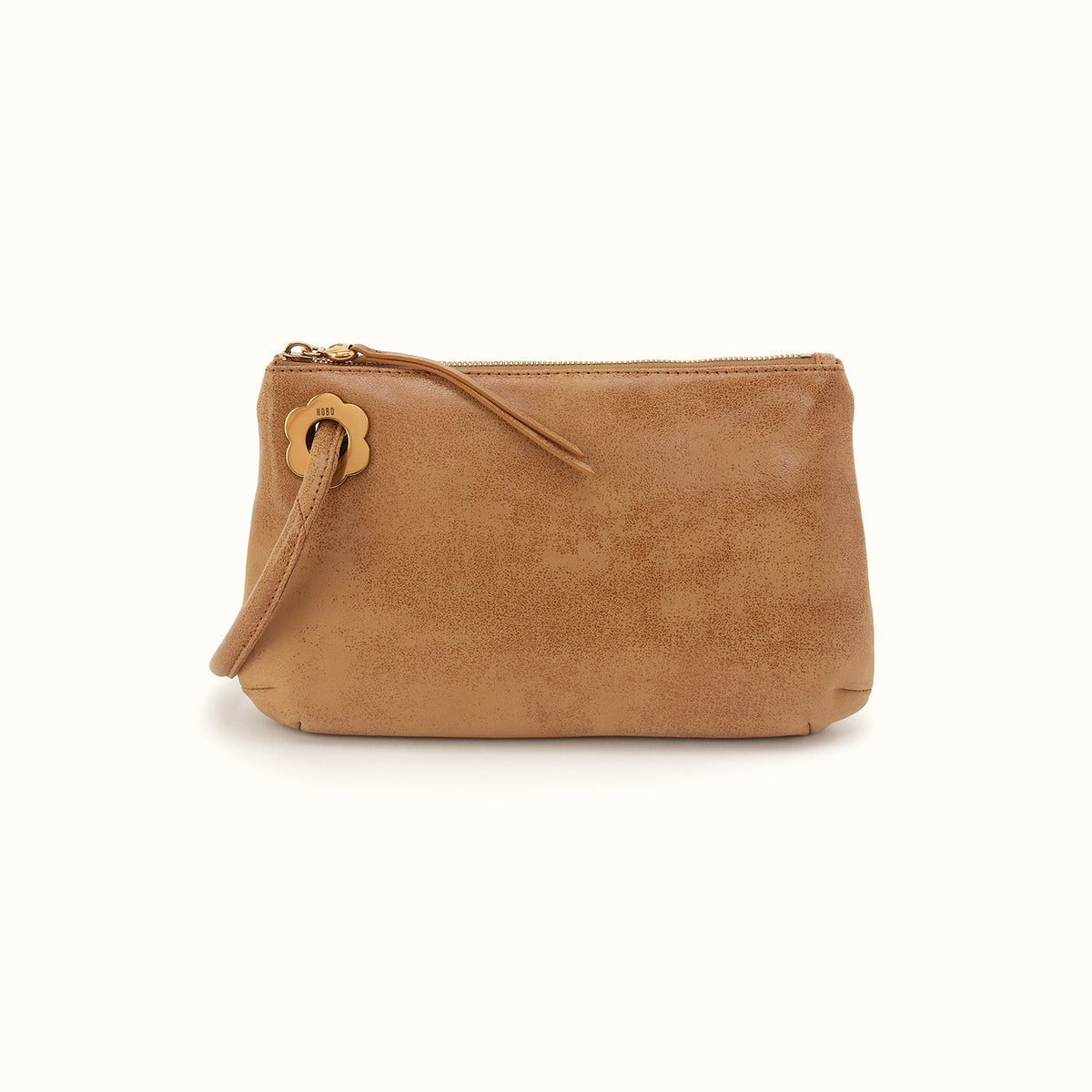 Daisy Daze Large Wristlet in Buffed Leather - Whiskey
