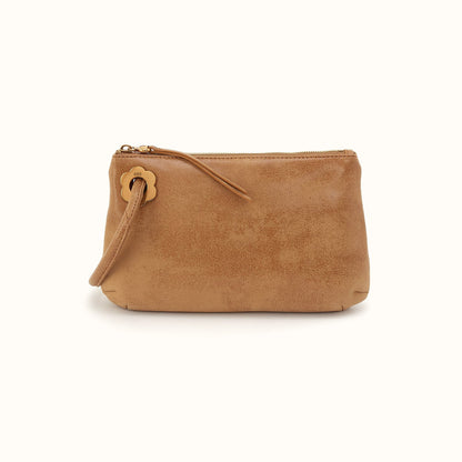 Daisy Daze Large Wristlet in Buffed Leather - Whiskey