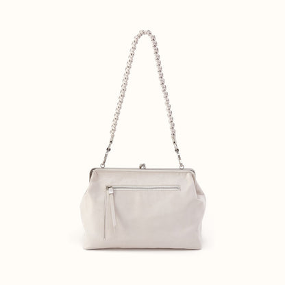 Alba Frame Large Shoulder Bag in Buffed Leather - Stone