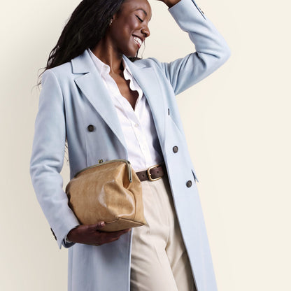 Alba Frame Large Shoulder Bag In Buffed Leather - Whiskey