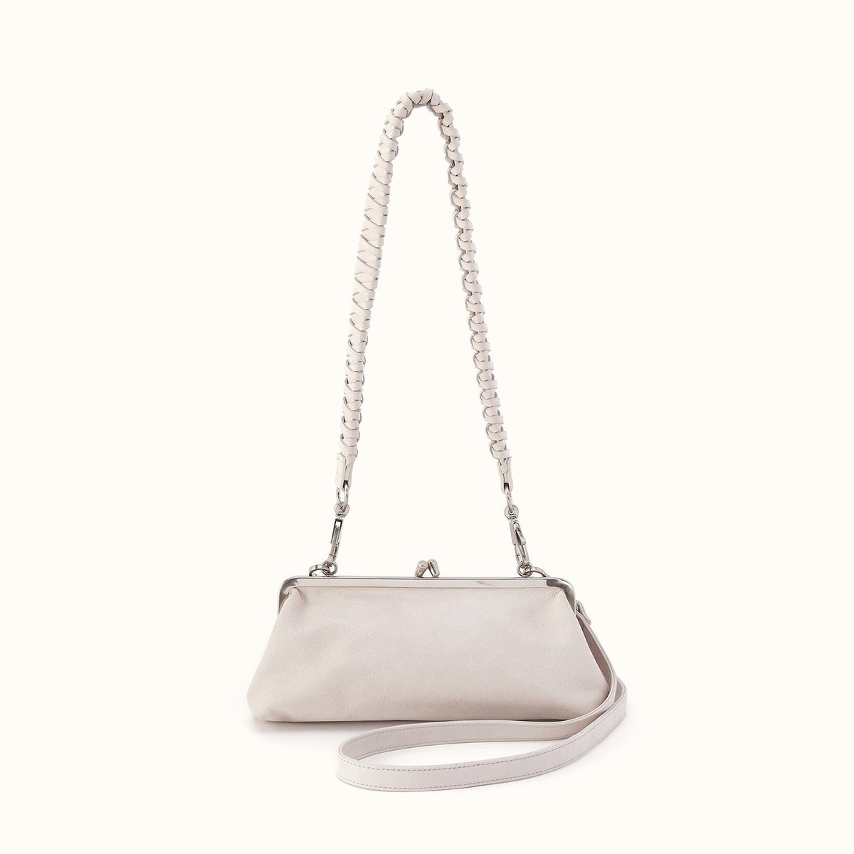Alba Frame Small Shoulder Bag in Buffed Leather - Stone