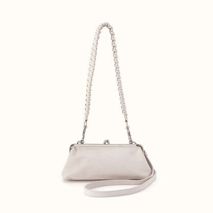 Alba Frame Small Shoulder Bag in Buffed Leather - Stone