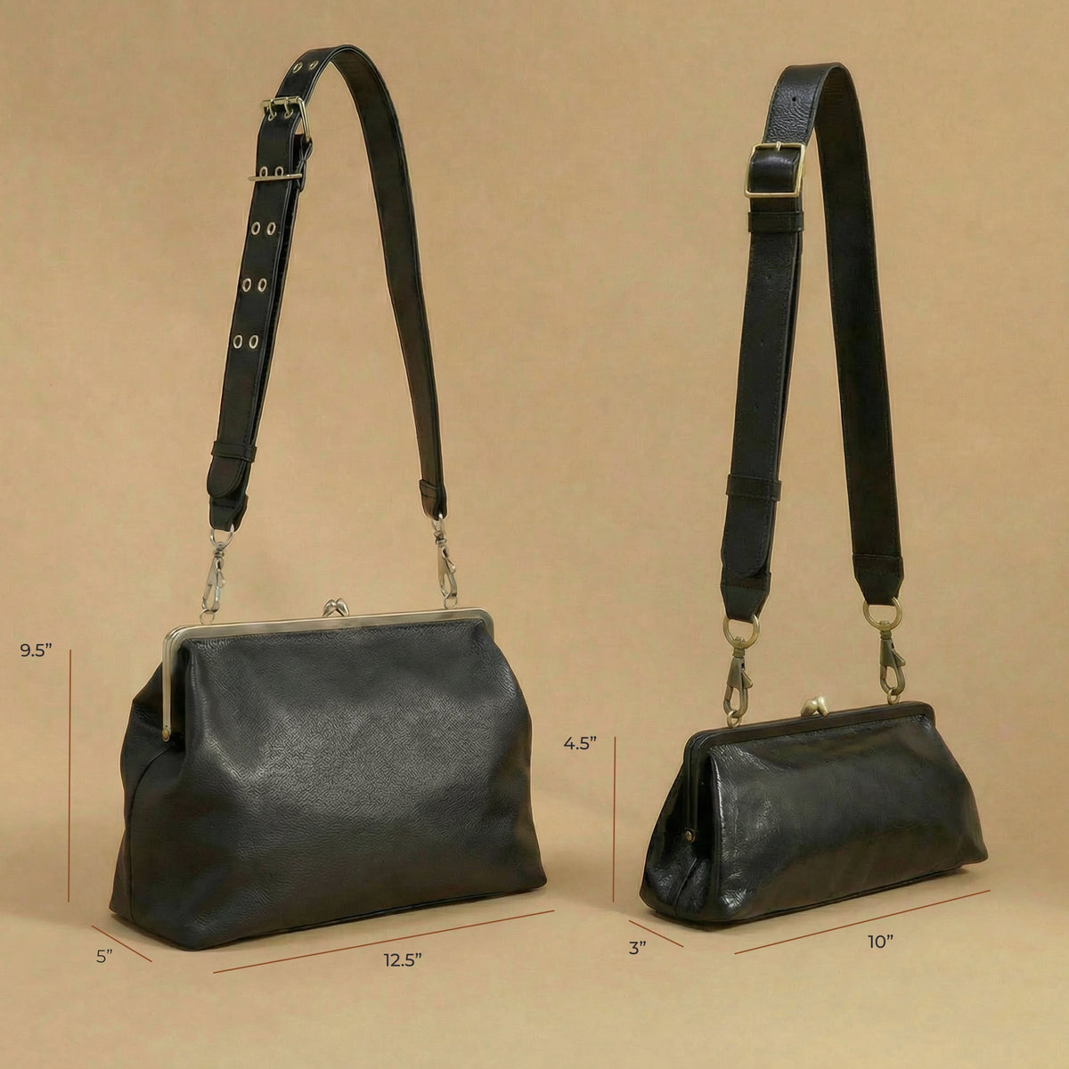 Alba Frame Small Shoulder Bag in Buffed Leather - Stone