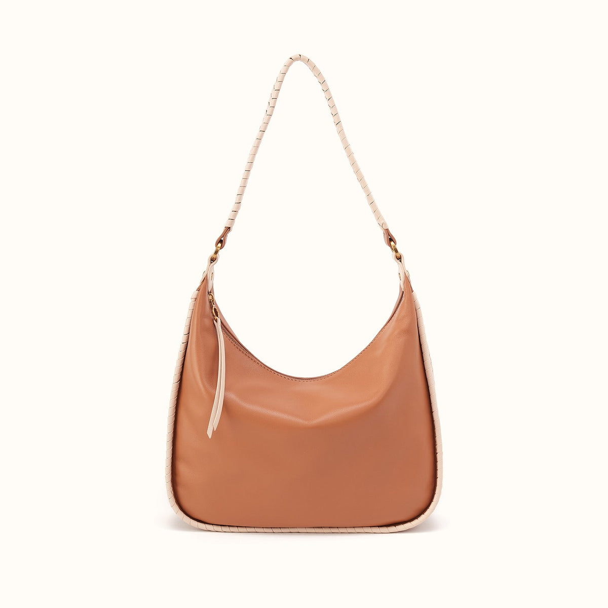 Mia Crescent Large Hobo in Smooth Leather - Warm Cashew