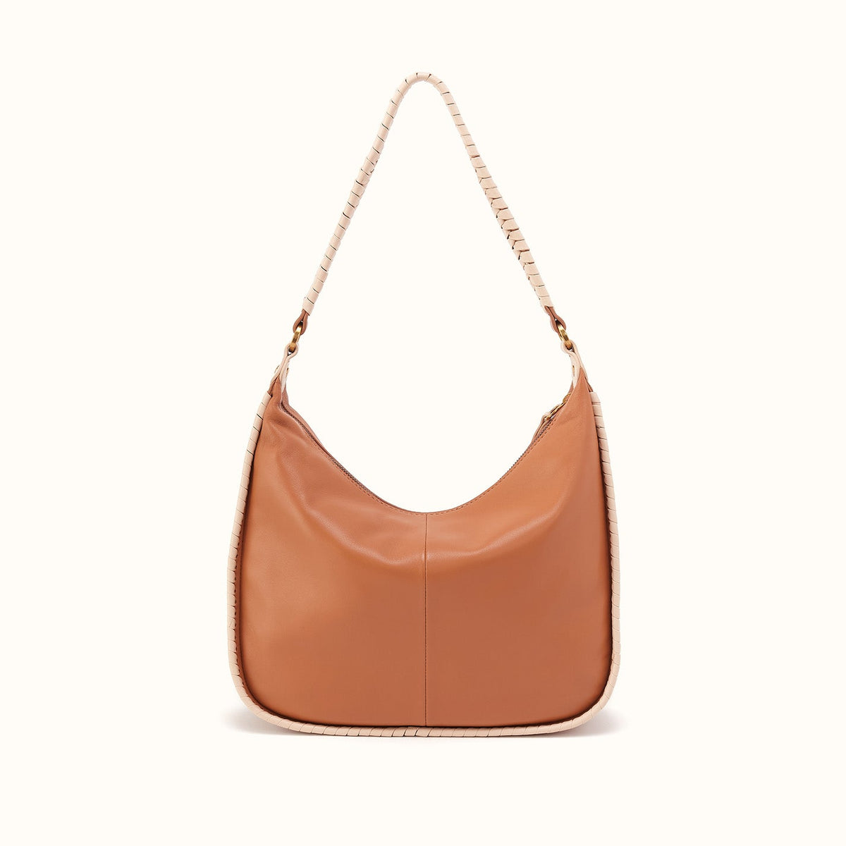 Mia Crescent Large Hobo in Smooth Leather - Warm Cashew