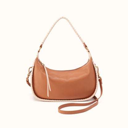 Mia Crescent Hobo in Smooth Leather - Warm Cashew