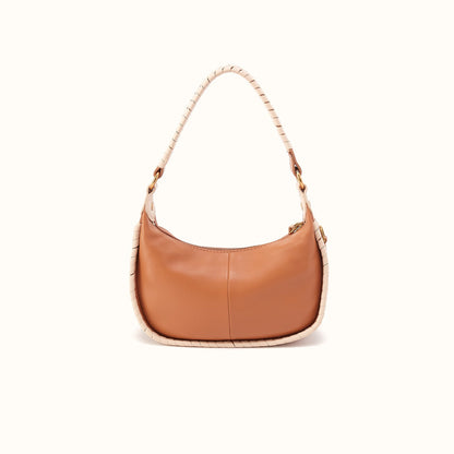 Mia Crescent Small Hobo in Smooth Leather - Warm Cashew