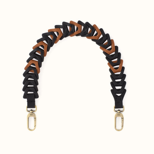 Petty Leather Link Strap in Pebbled Leather - Black