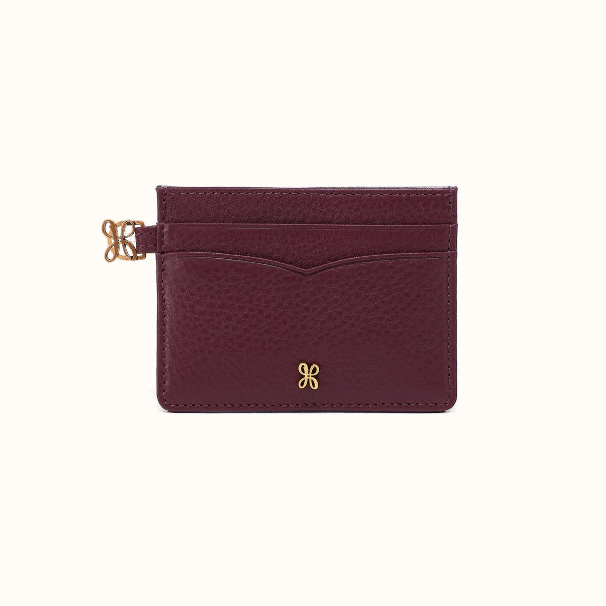 Charmed Card Case in Pebbled Leather - Mulberry Glaze