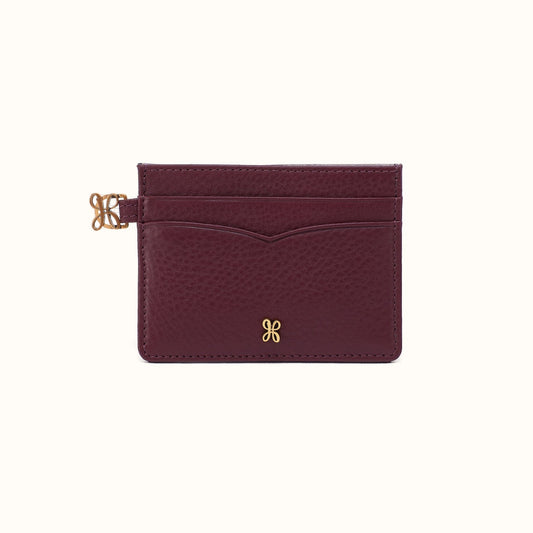 Charmed Card Case in Pebbled Leather - Mulberry Glaze