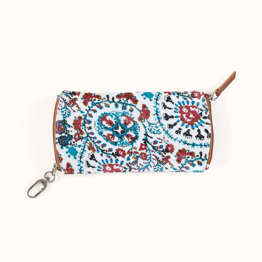 Spark Double Eyeglass Case in Cotton Canvas - Batik Blooms Canvas