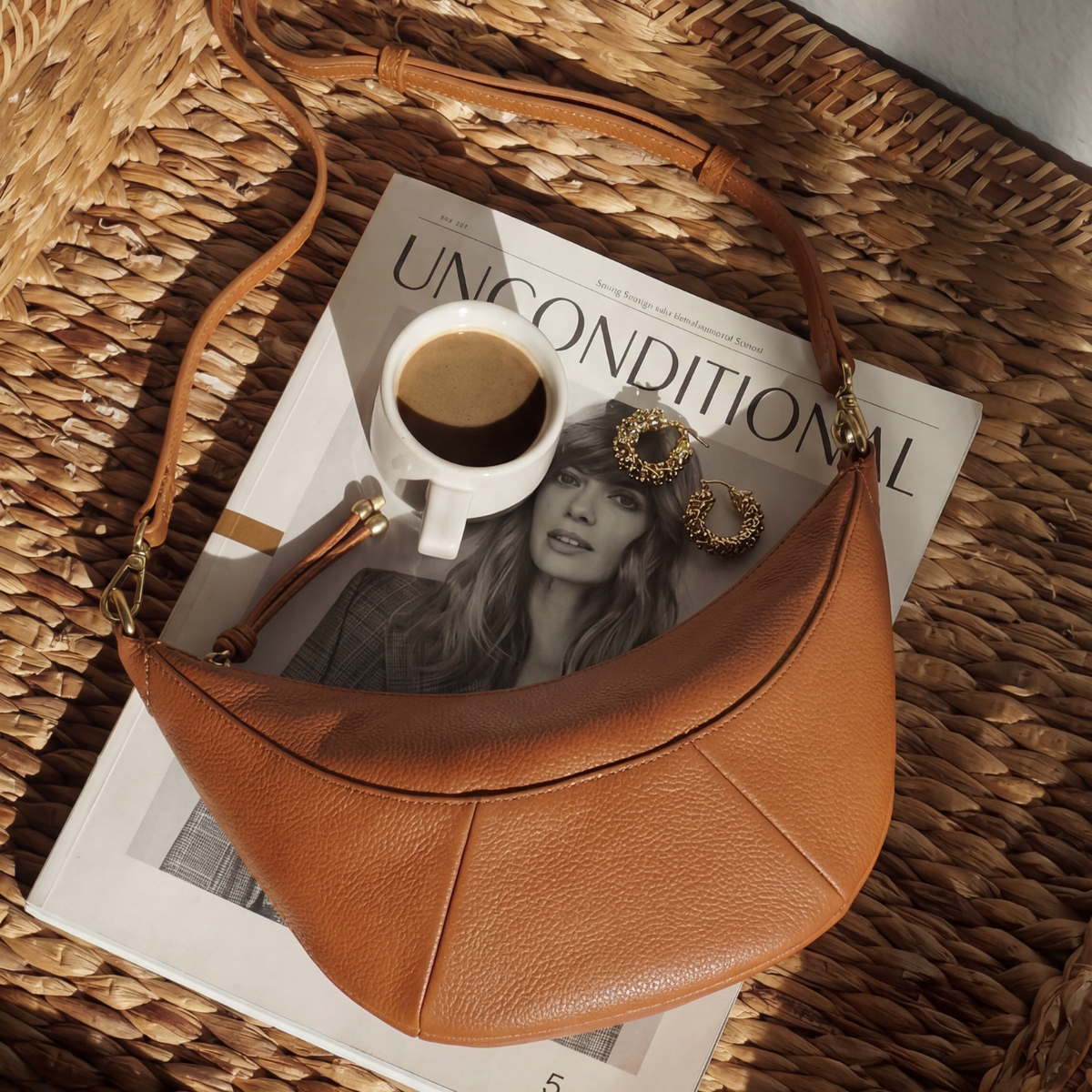Carmen Sling In Pebbled Leather - Brown Sugar