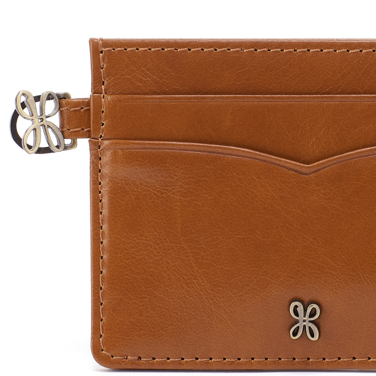 Charmed Card Case in Polished Leather - Truffle