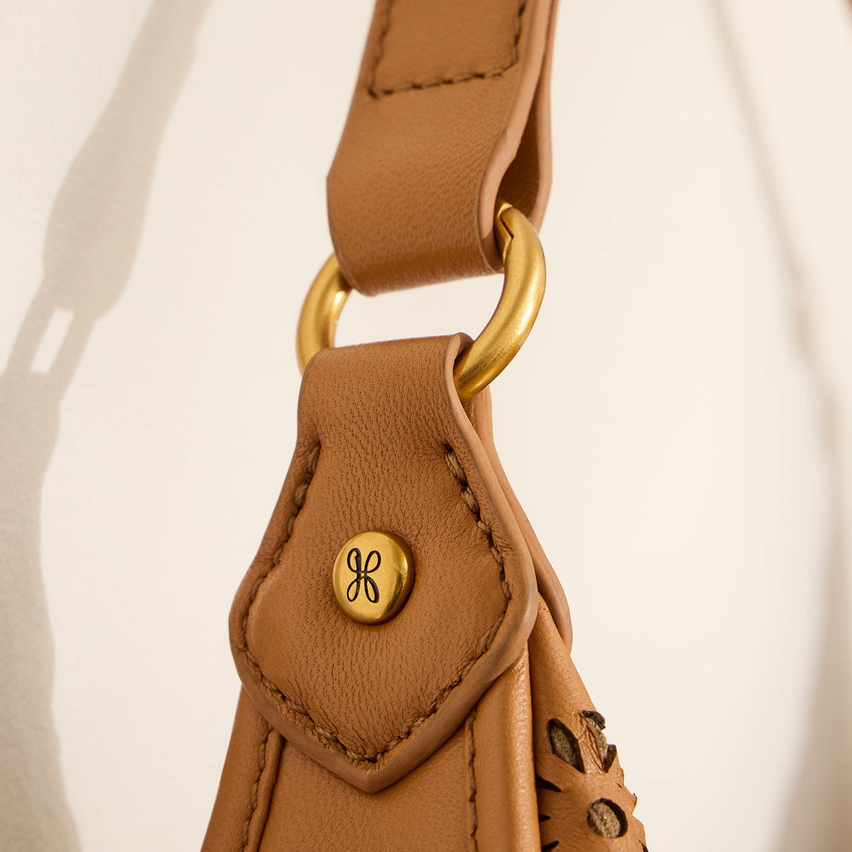 Mia Crescent Hobo in Sun-Perf Leather - Canyon Petal