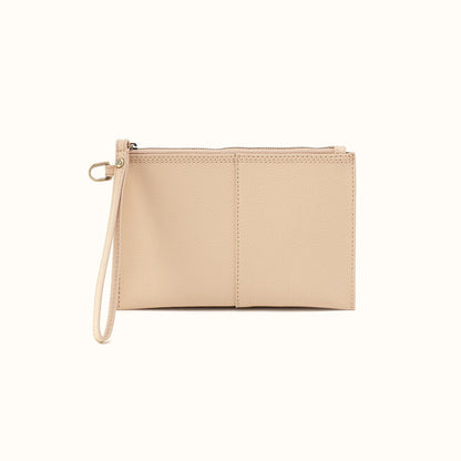 Vida Small Pouch In Micro Pebbled Leather - Almond