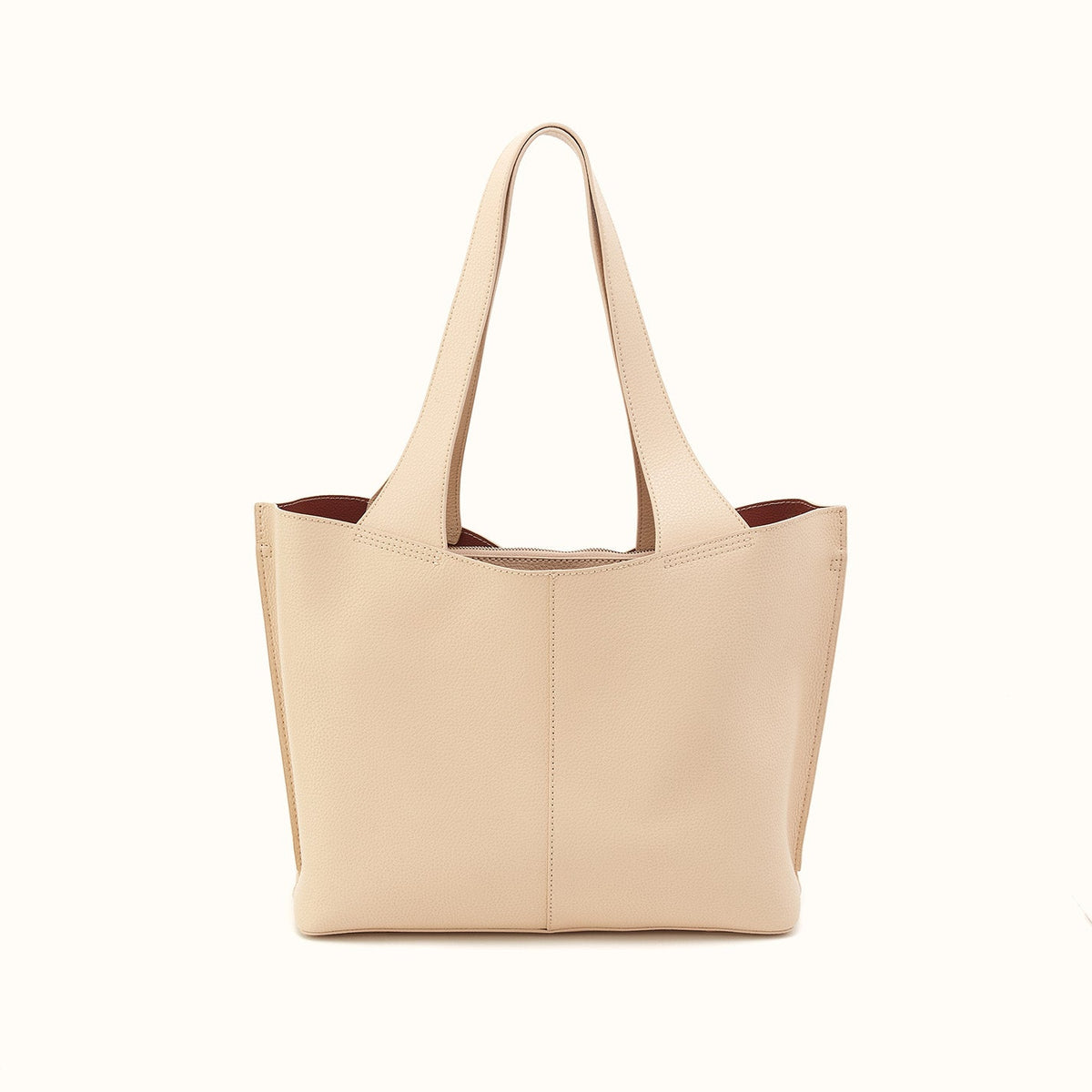 Vida Tote In Micro Pebbled Leather - Almond