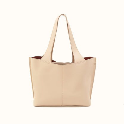 Vida Tote In Micro Pebbled Leather - Almond