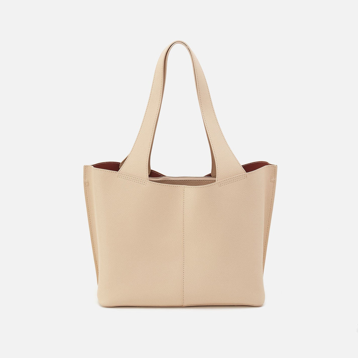 Vida Tote In Micro Pebbled Leather - Almond